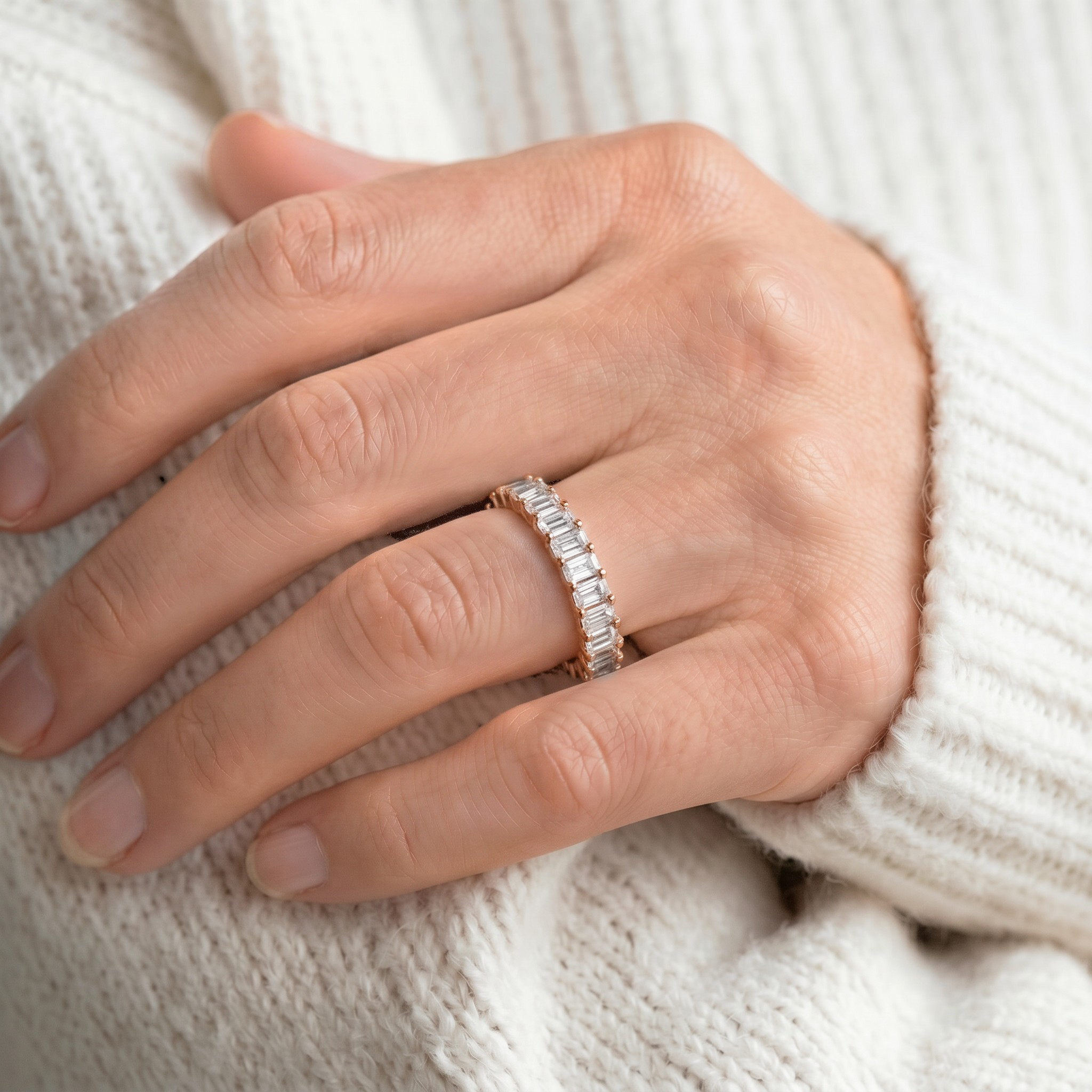 L'Emeraude® Diamond Eternity Band 2x3mm, 14K Rose Gold