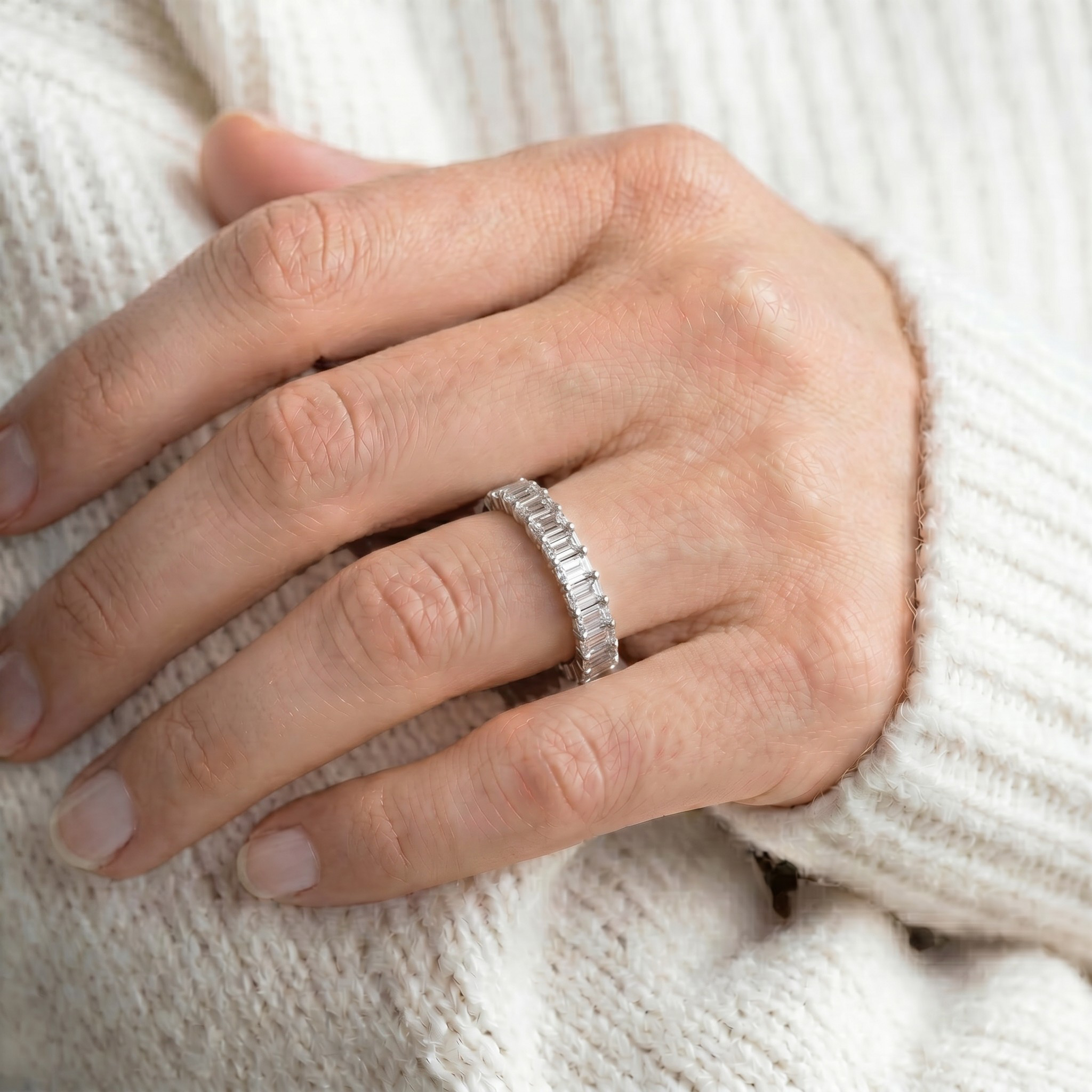 L'Emeraude® Diamond Eternity Band 2x3mm, 14K White Gold