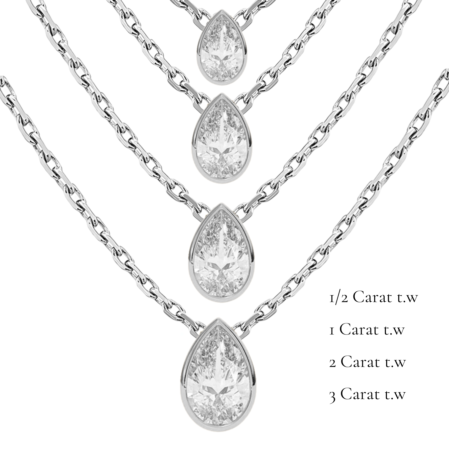 La Poire® Bezel Diamond Pendant Necklace, Sterling Silver