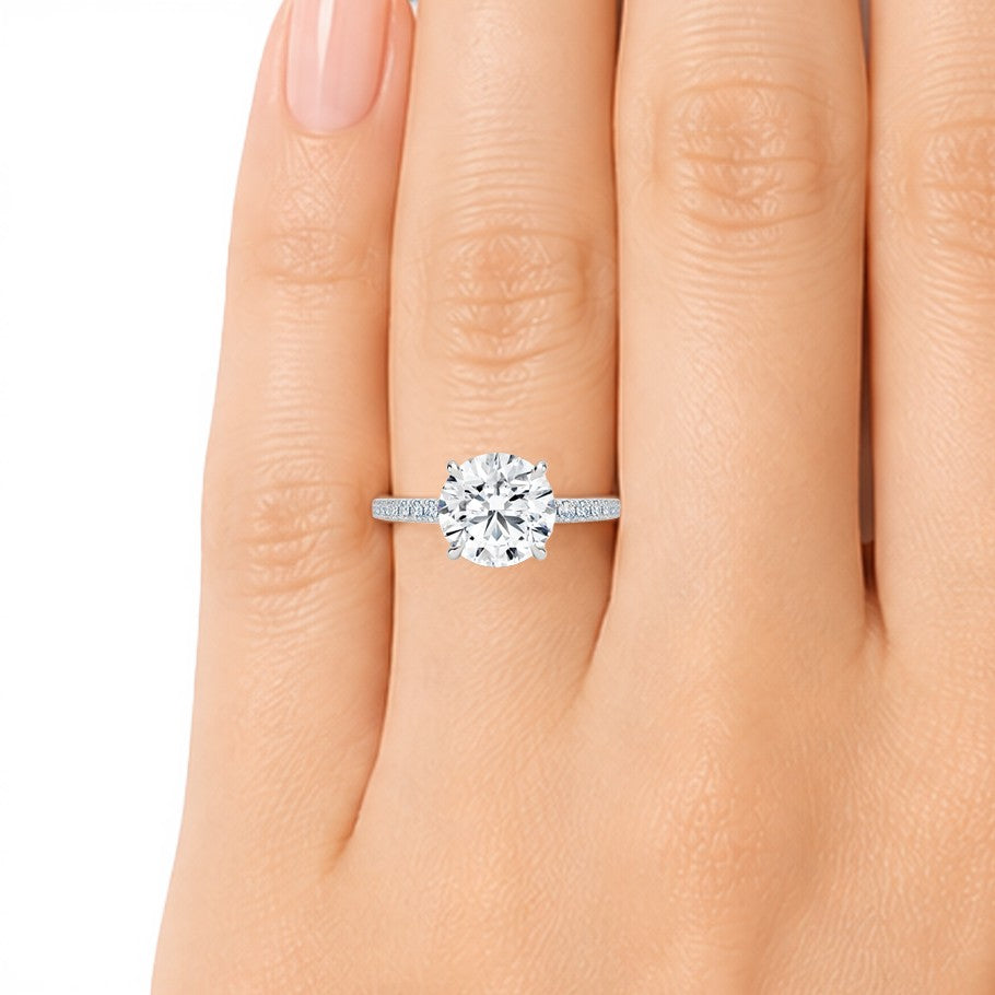 La Ronde® Pavé Solitaire 2ct Diamond Ring, 14K White Gold