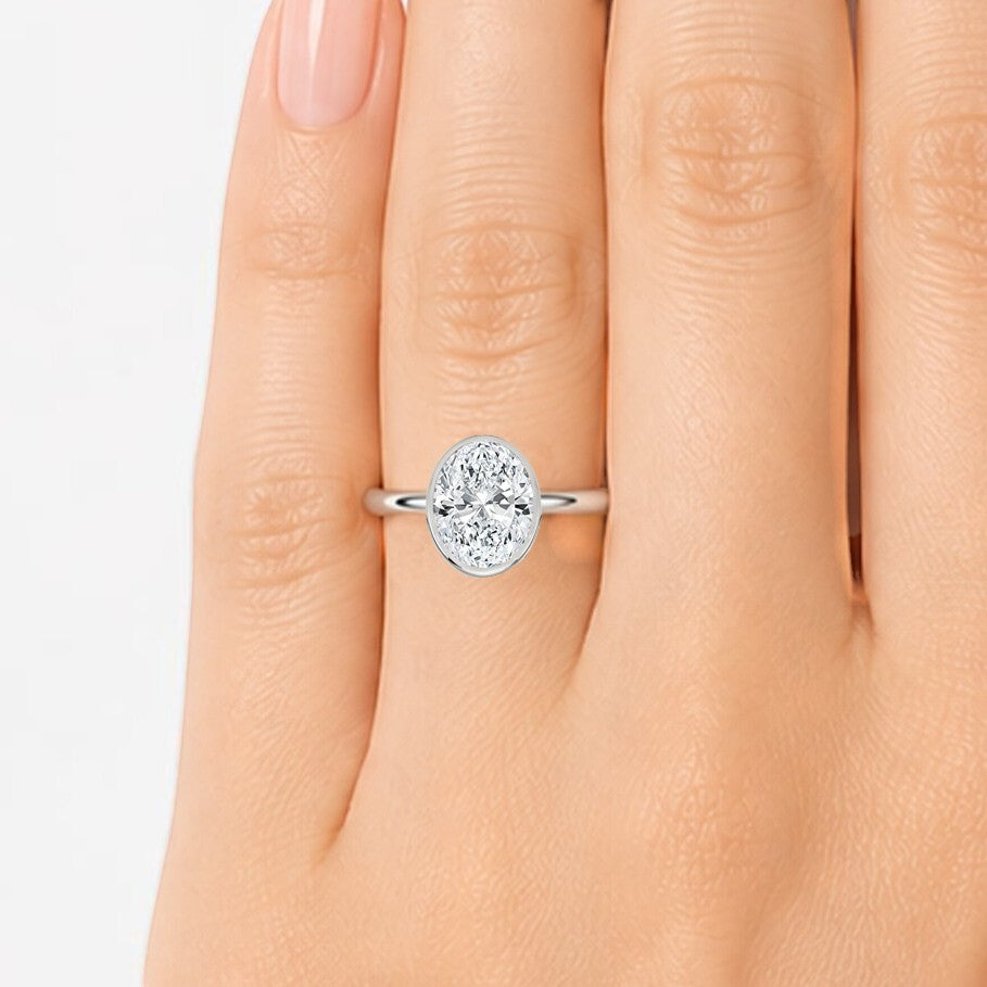 L'Ovale® Bezel Solitaire 2ct Diamond Ring, 14K Yellow Gold