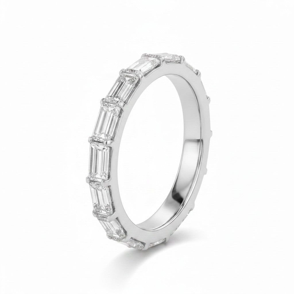 L'Emeraude® East-West Diamond Eternity Band 2x4mm, Platinum