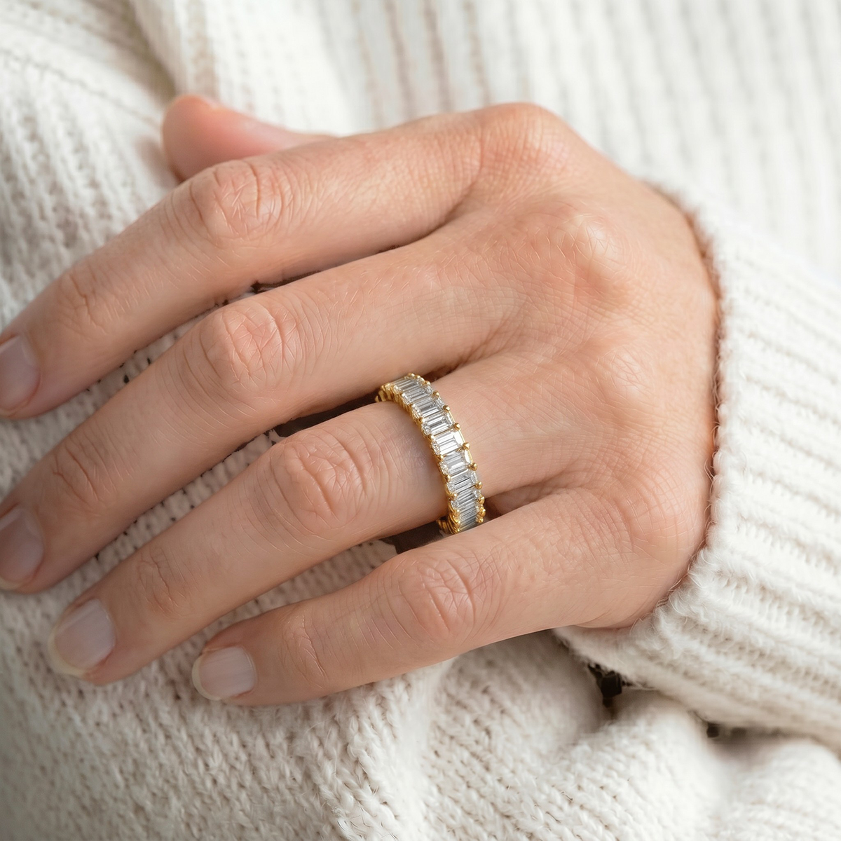 L'Emeraude® Diamond Eternity Band 2x4mm, Gold Vermeil