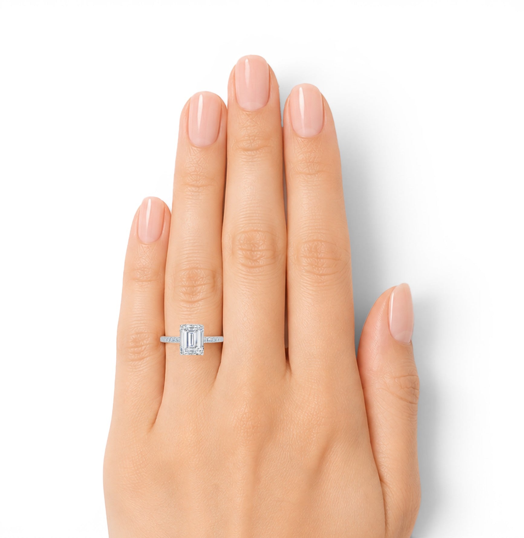 L'Emeraude® Pavé Solitaire 2ct Diamond Ring, 14K Rose Gold