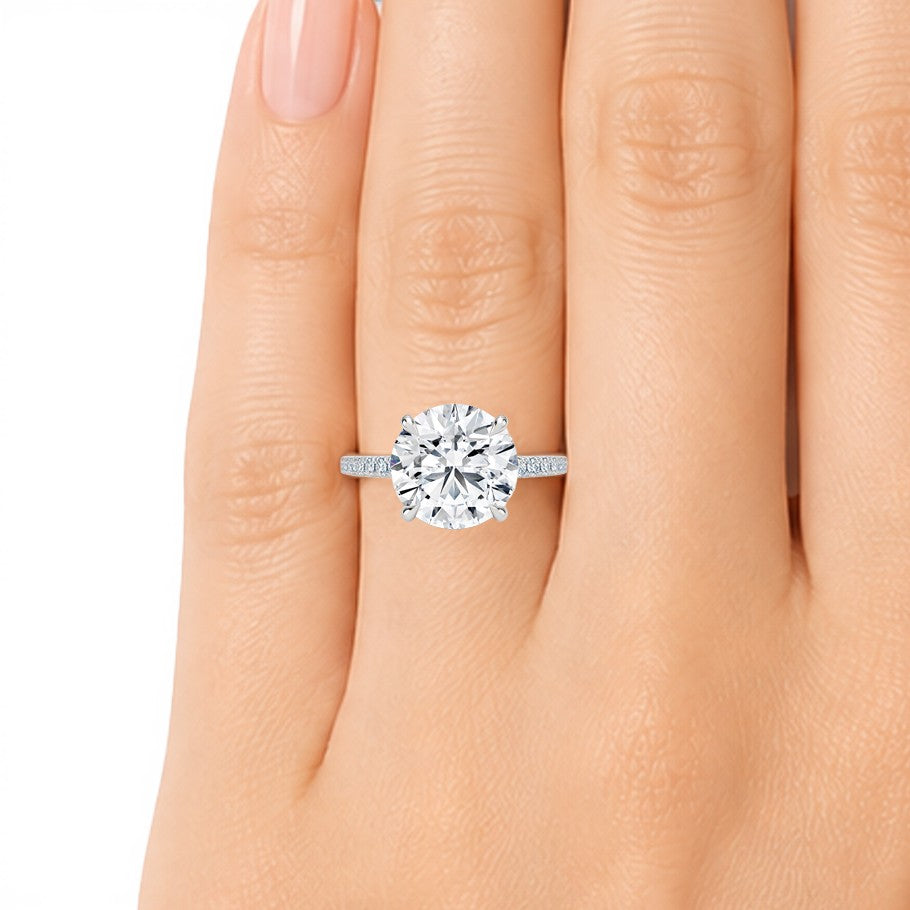 La Ronde® Pavé Solitaire 3ct Diamond Ring, 14K White Gold