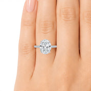 L'Ovale® Pavé Solitaire 3ct Diamond Ring, Platinum
