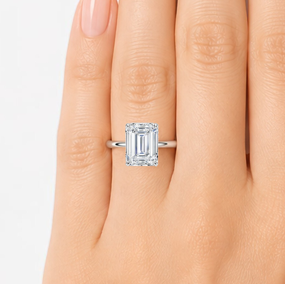 L'Emeraude® Solitaire 3ct Diamond Ring, 14K White Gold