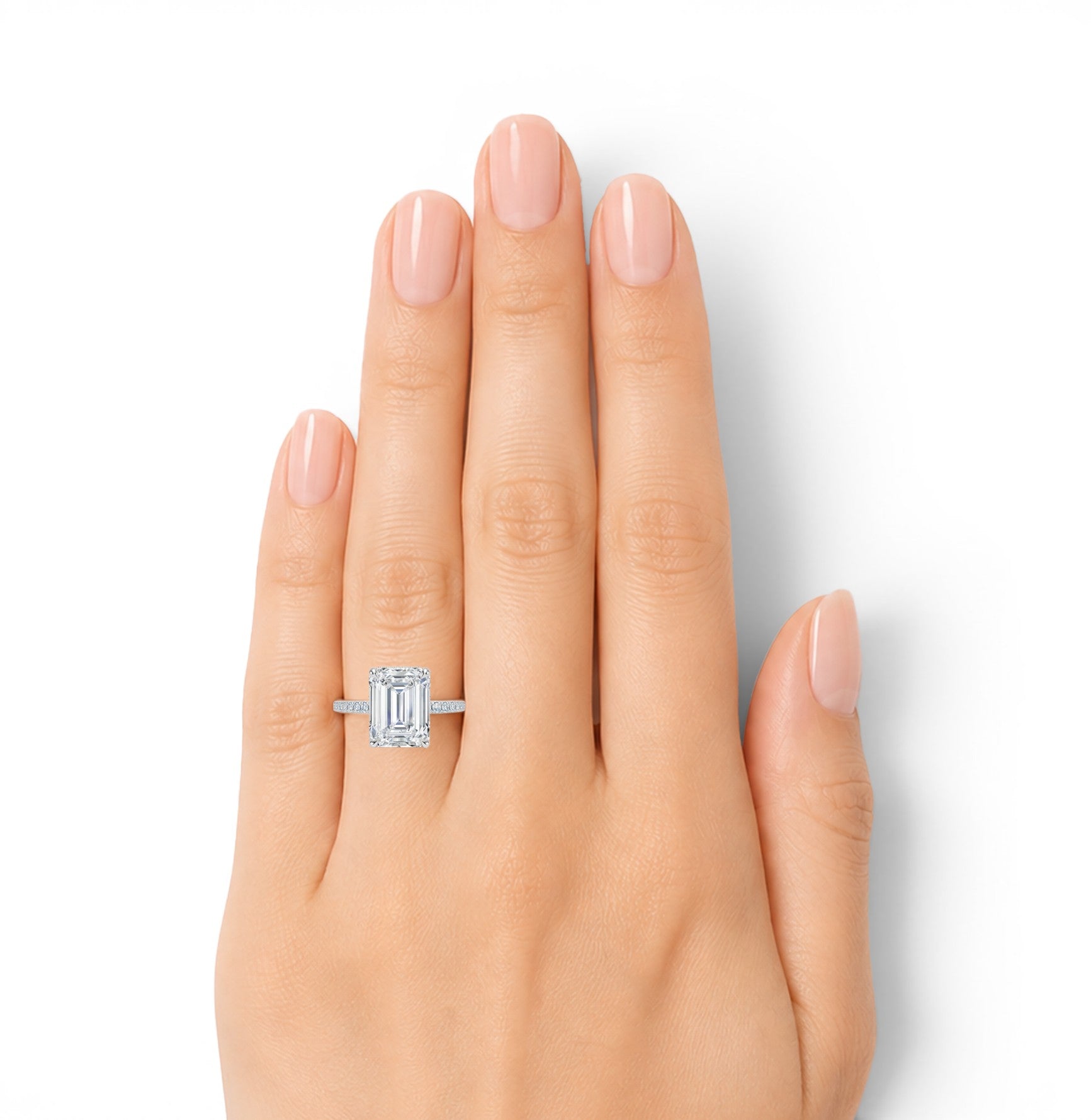 L'Emeraude® Pavé Solitaire 3ct Diamond Ring, 14K Yellow Gold