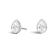 La Poire® Bezel Diamond Stud Earrings, Platinum