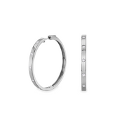 Bezel Diamond Hoop Earrings (Platinum)