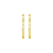 Bezel Diamond Hoop Earrings, 14K Gold