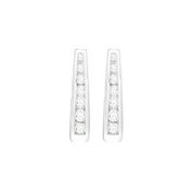 Channel Set Hoop Earrings, 14K White Gold