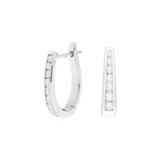 Channel Set Hoop Earrings, 14K White Gold