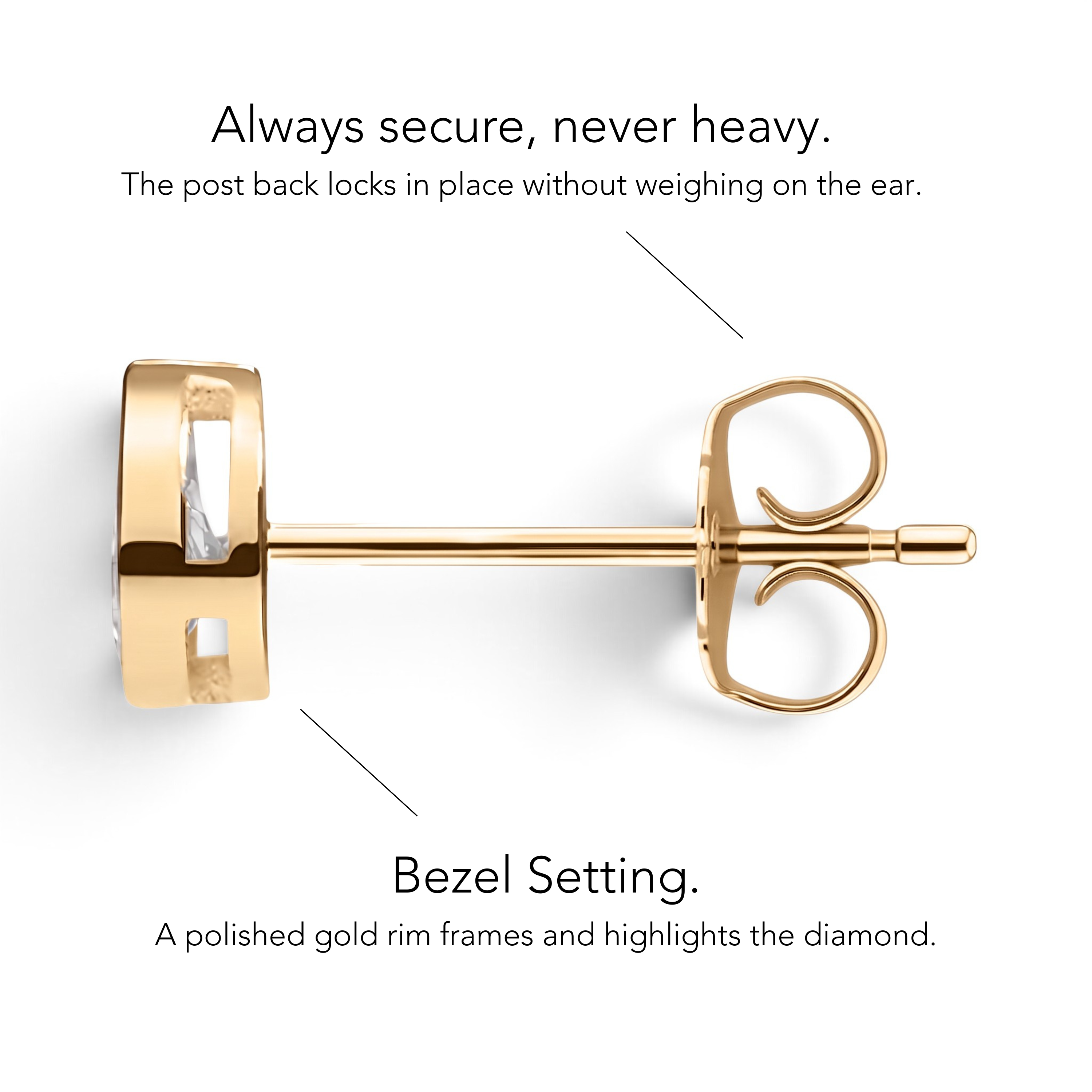 La Poire® Bezel Diamond Stud Earrings, Gold Vermeil