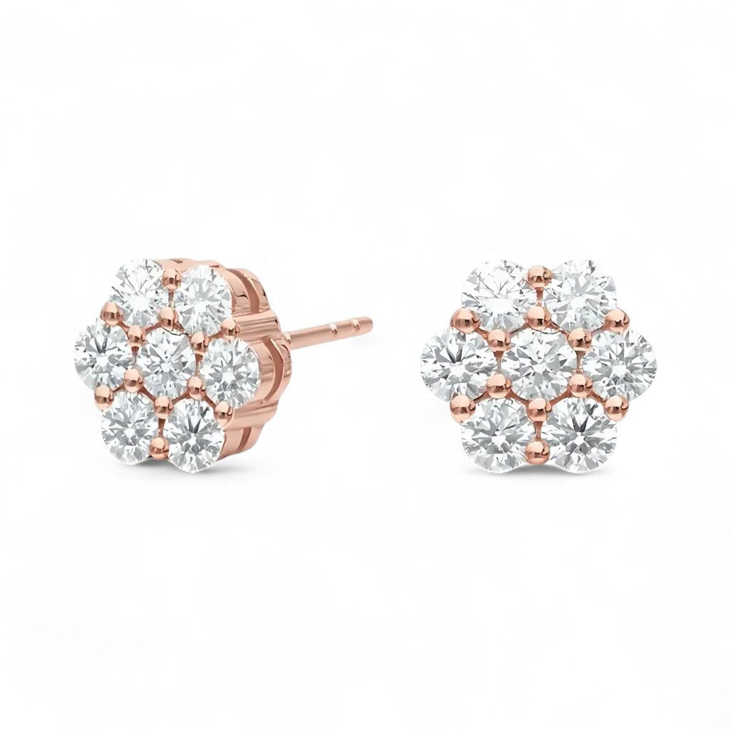 La Fleur® Diamond Stud Earrings, 14K Rose Gold