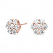 La Fleur® Diamond Stud Earrings, 14K Rose Gold