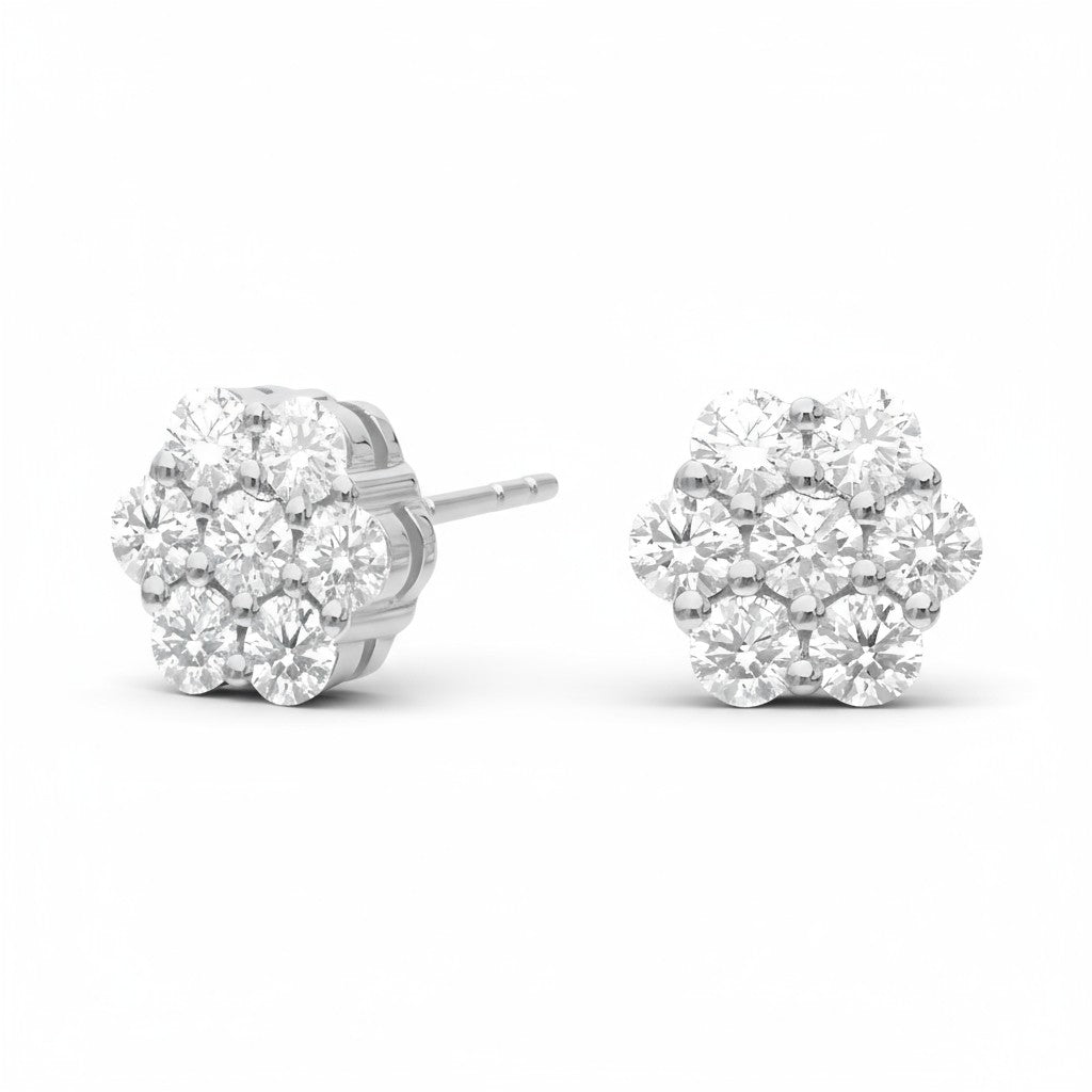 La Fleur® Diamond Stud Earrings, Sterling Silver