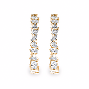 Mixed Diamonds C-Hoop Earrings, 14K Rose Gold