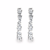 Mixed Diamonds C-Hoop Earrings, Platinum