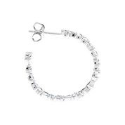 L'Emeraude® Diamond C-Hoop Earrings 2*3mm, Sterling Silver