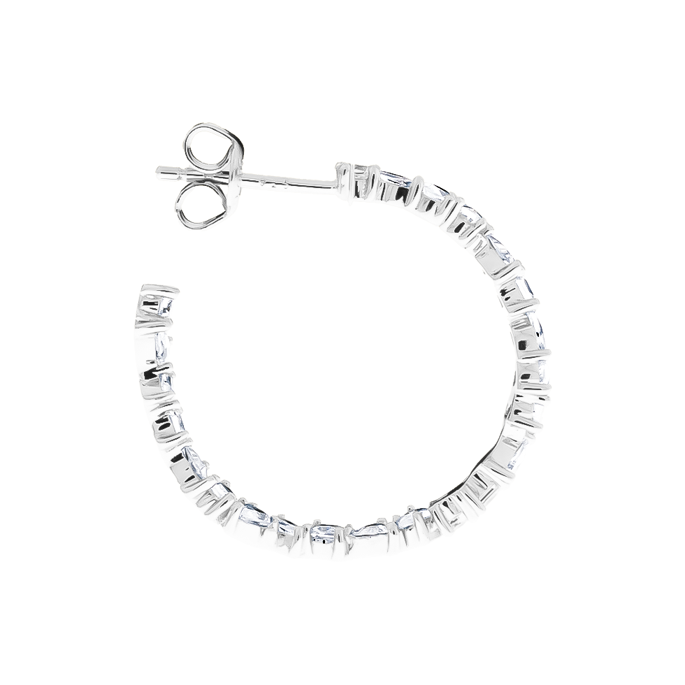 L'Emeraude® Diamond C-Hoop Earrings 2*3mm, Sterling Silver