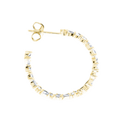 Mixed Diamonds C-Hoop Earrings, Gold Vermeil
