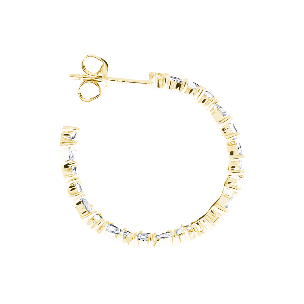 Mixed Diamonds C-Hoop Earrings, Gold Vermeil
