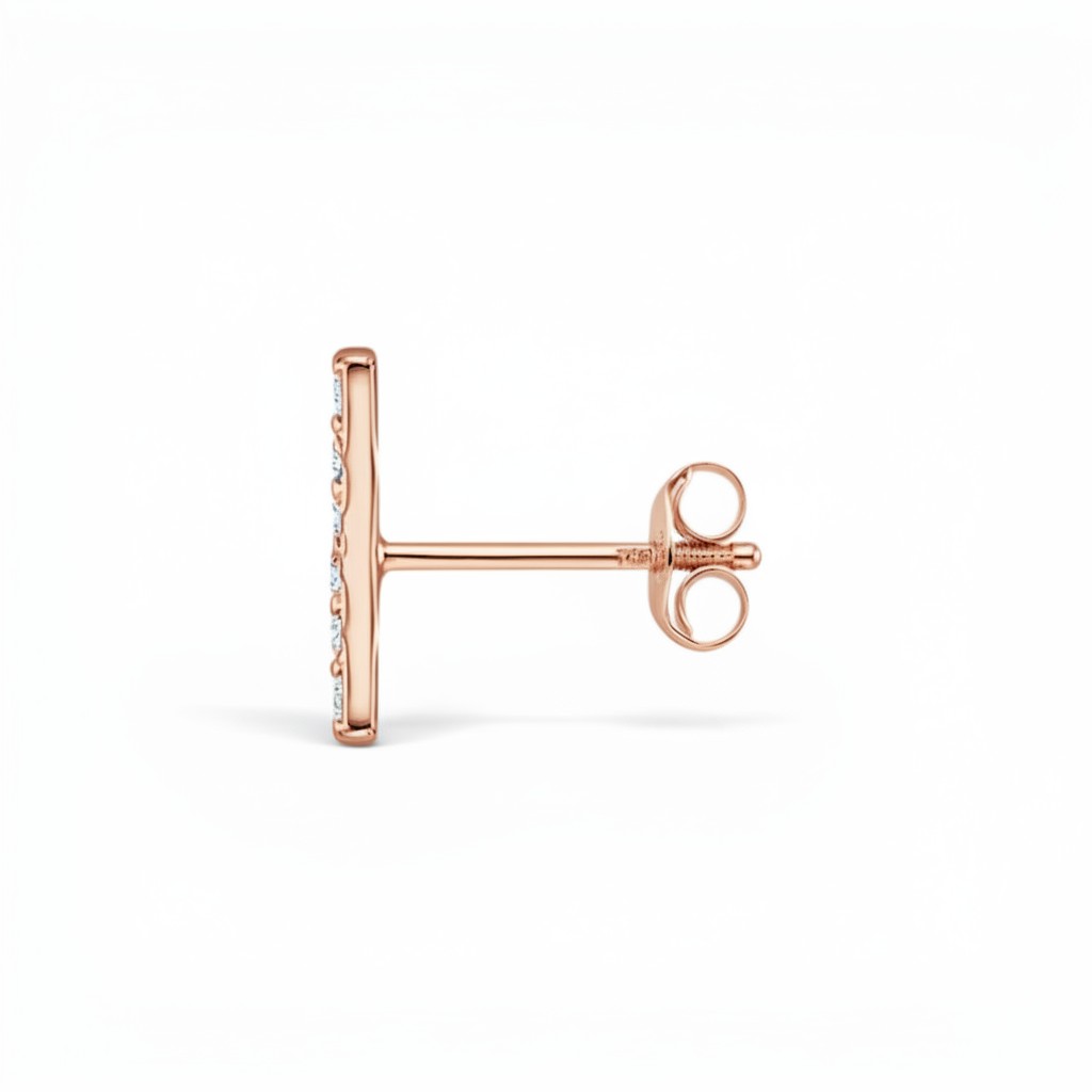 Le Pavé® Bar Diamond Stud Earrings, 14k Rose Gold
