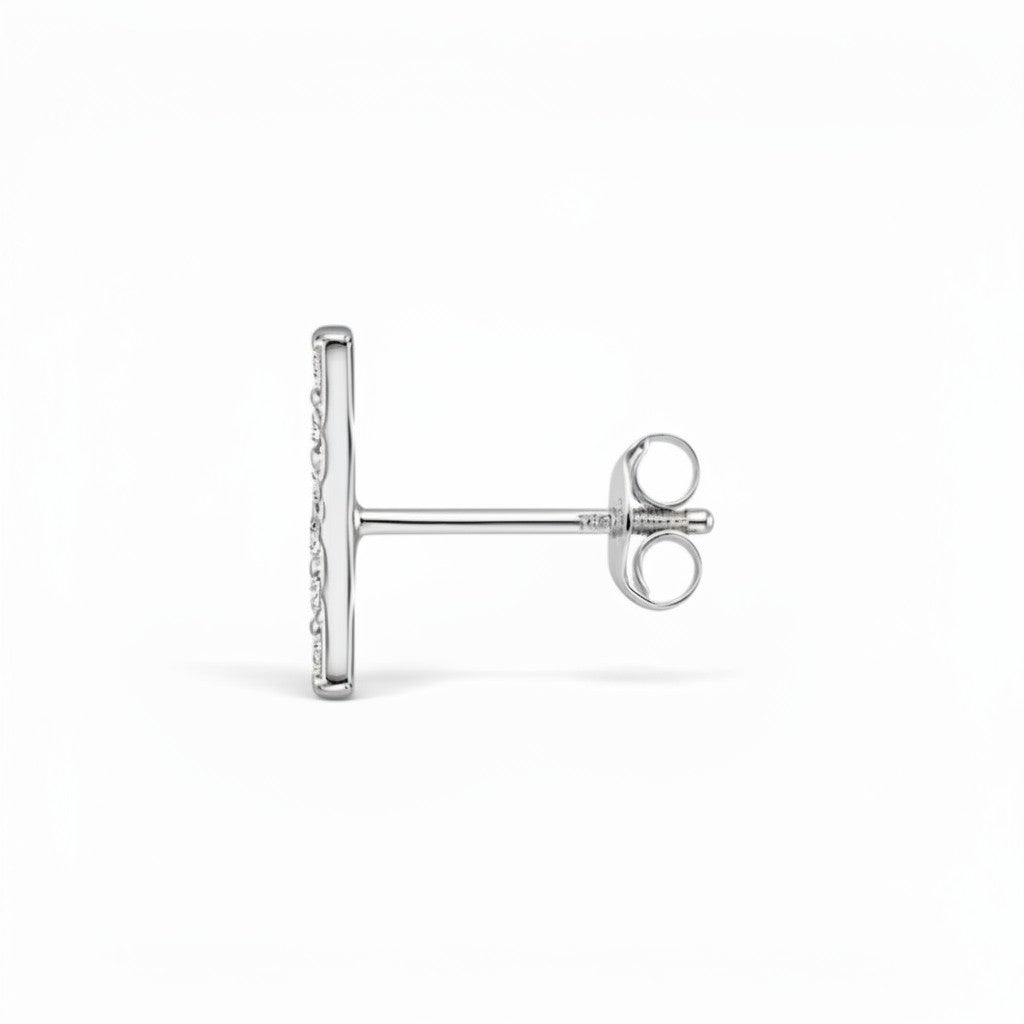 Le Pavé® Bar Diamond Stud Earrings, 14k White Gold