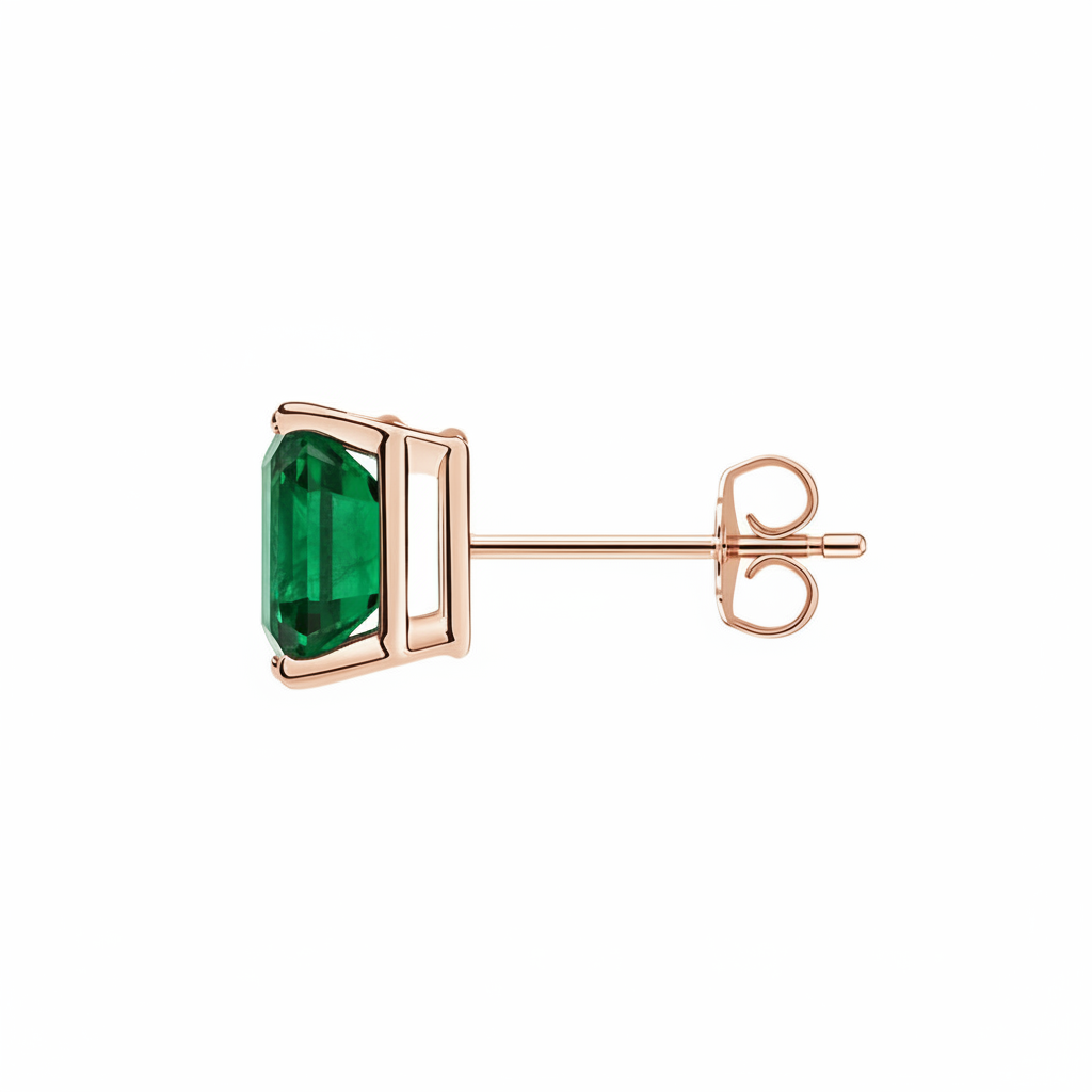 L'Emeraude® Emerald Stud Earrings, 14K Rose Gold