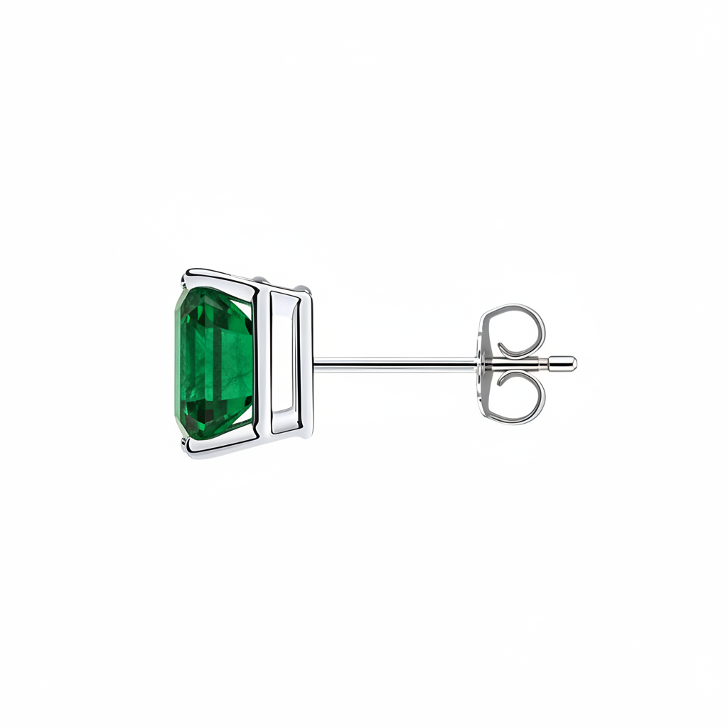 L'Emeraude® Emerald Stud Earrings, 14K White Gold