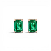 L'Emeraude® Emerald Stud Earrings, 14K Rose Gold