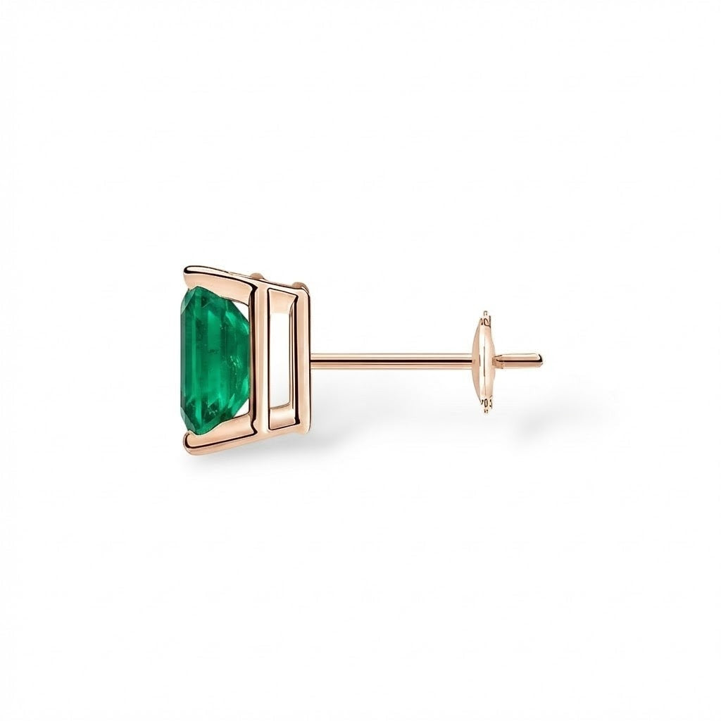 L'Emeraude® Emerald Stud Earrings, 14K Rose Gold