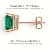 L'Emeraude® Emerald Stud Earrings, 14K Rose Gold