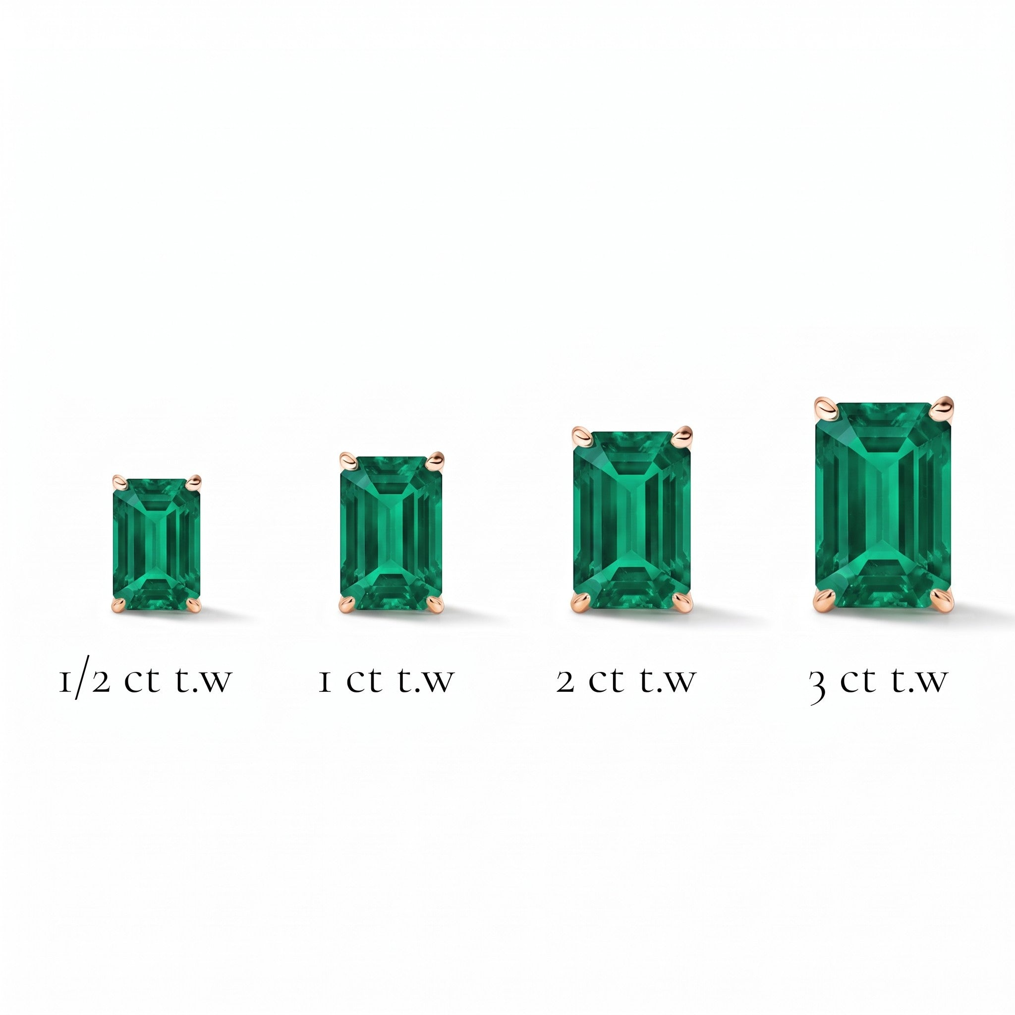 L'Emeraude® Emerald Stud Earrings, 14K Rose Gold