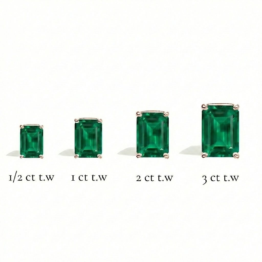 L'Emeraude® Emerald Stud Earrings, 14K Rose Gold