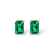 L'Emeraude® Emerald Stud Earrings, 14K White Gold