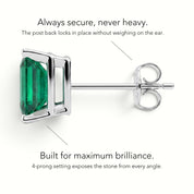 L'Emeraude® Emerald Stud Earrings, 14K White Gold