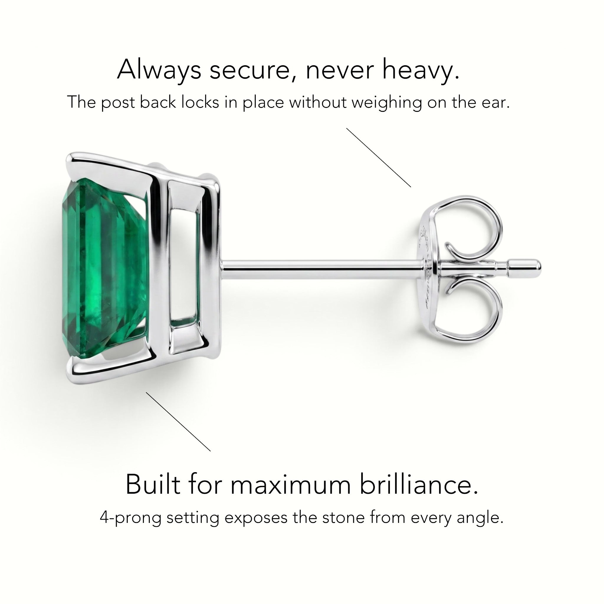 L'Emeraude® Emerald Stud Earrings, 14K White Gold