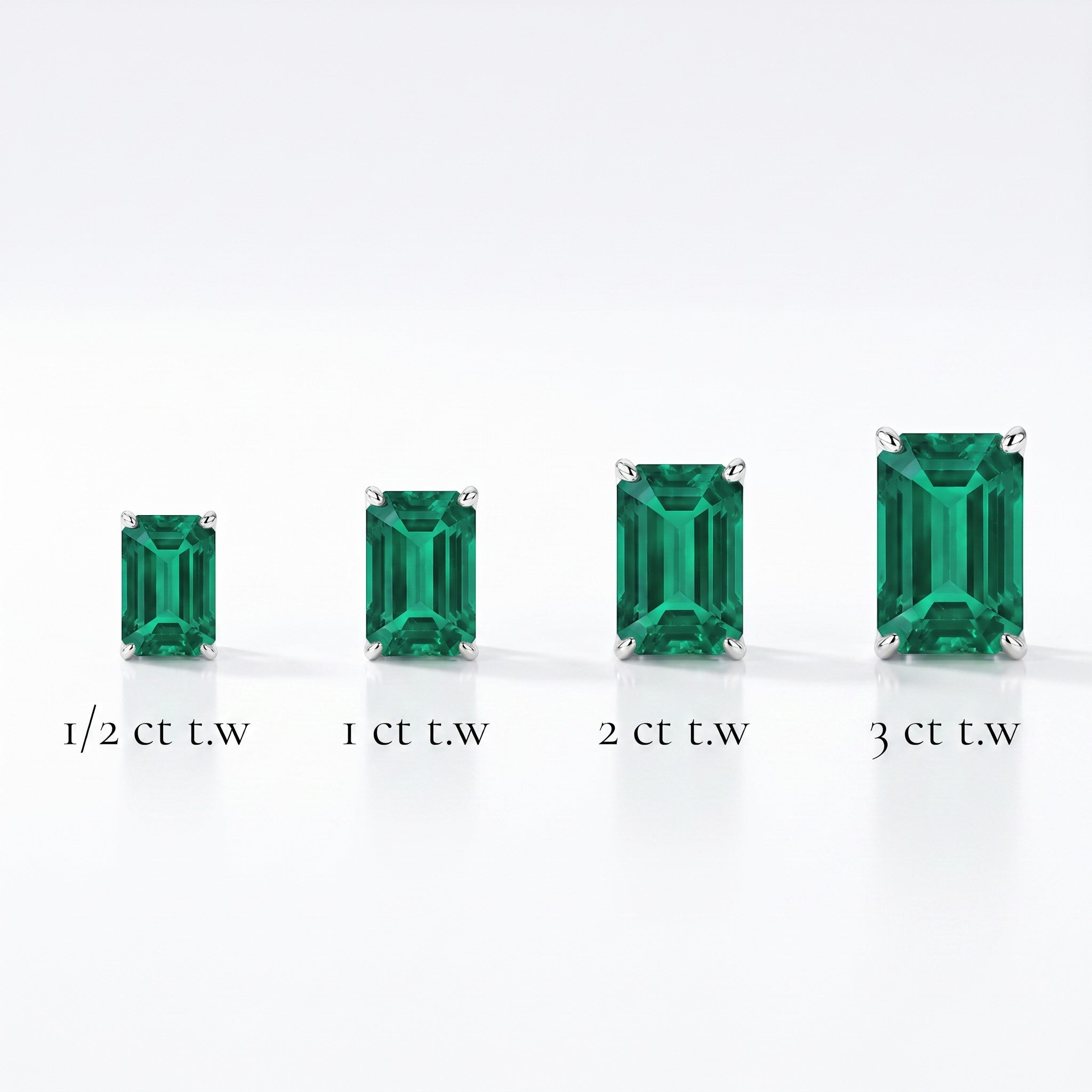 L'Emeraude® Emerald Stud Earrings, 14K White Gold