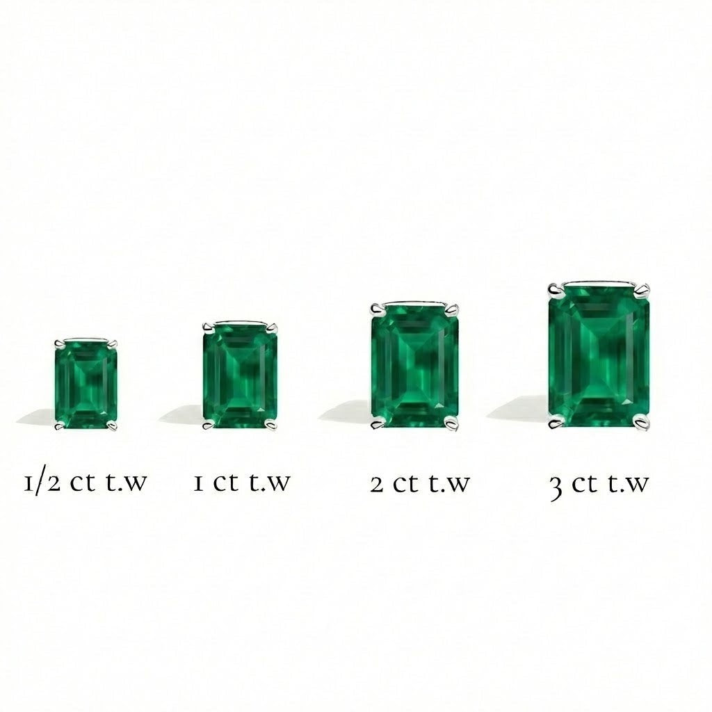 L'Emeraude® Emerald Stud Earrings, Sterling Silver