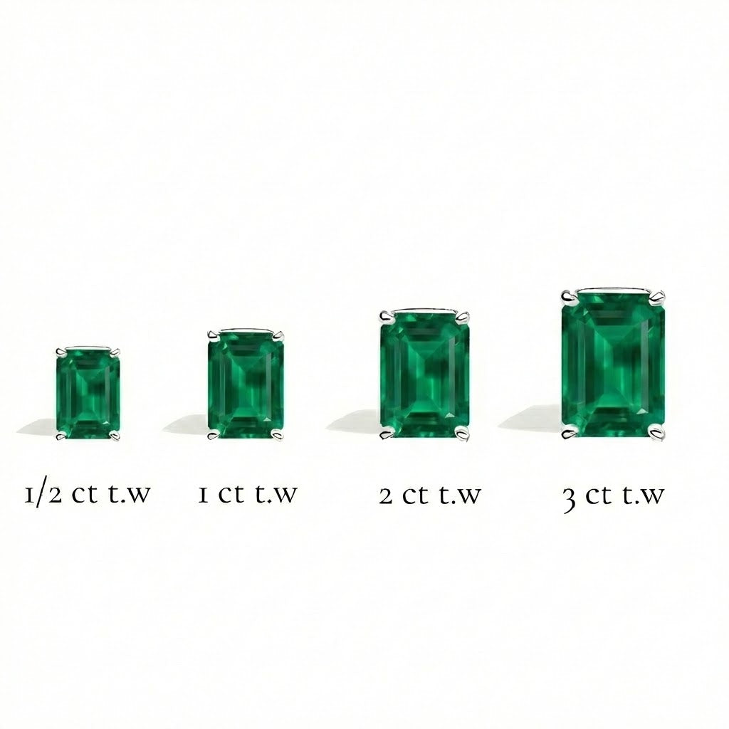 L'Emeraude® Emerald Stud Earrings, 14K White Gold