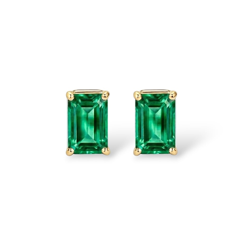 L'Emeraude® Emerald Stud Earrings, 14K Gold