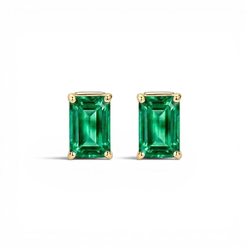 L'Emeraude® Emerald Stud Earrings, 14K Gold