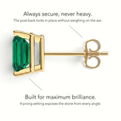 L'Emeraude® Emerald Stud Earrings, 14K Yellow Gold