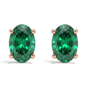 L'Ovale® Emerald Stud Earrings, 14K Rose Gold