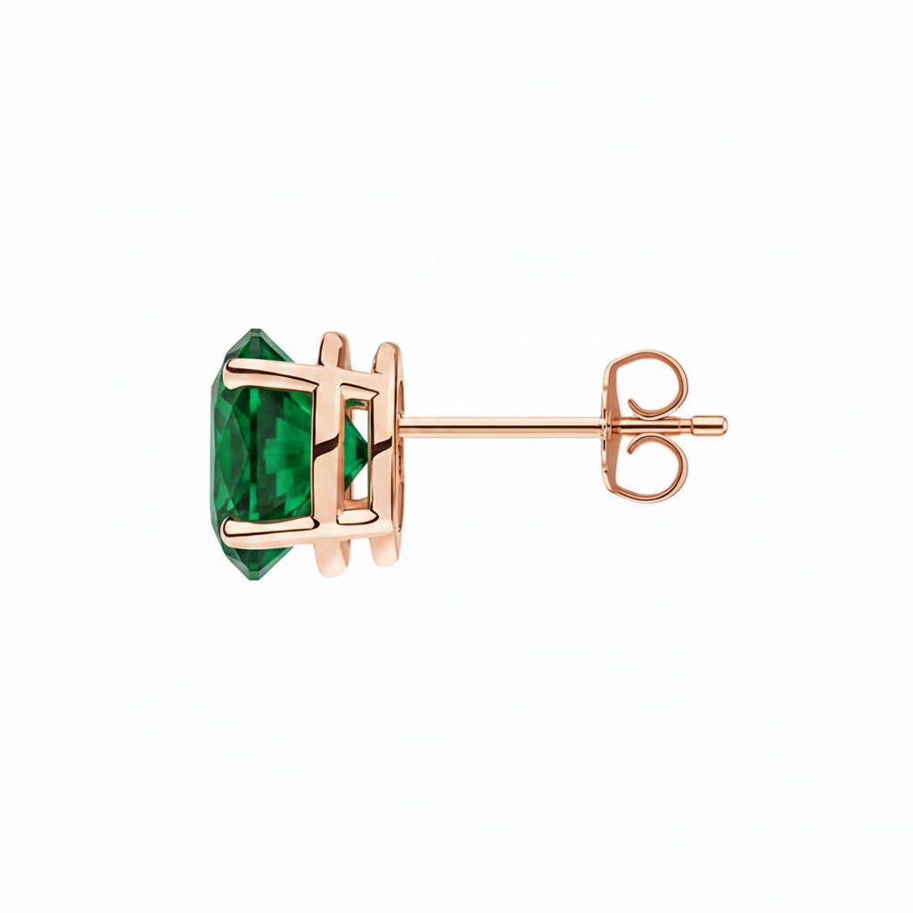L'Ovale® Emerald Stud Earrings, 14K Rose Gold