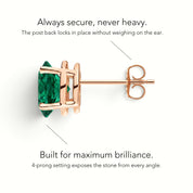 L'Ovale® Emerald Stud Earrings, 14K Rose Gold