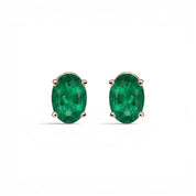 L'Ovale® Emerald Stud Earrings, 14K Rose Gold