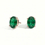 L'Ovale® Emerald Stud Earrings, 14K Rose Gold